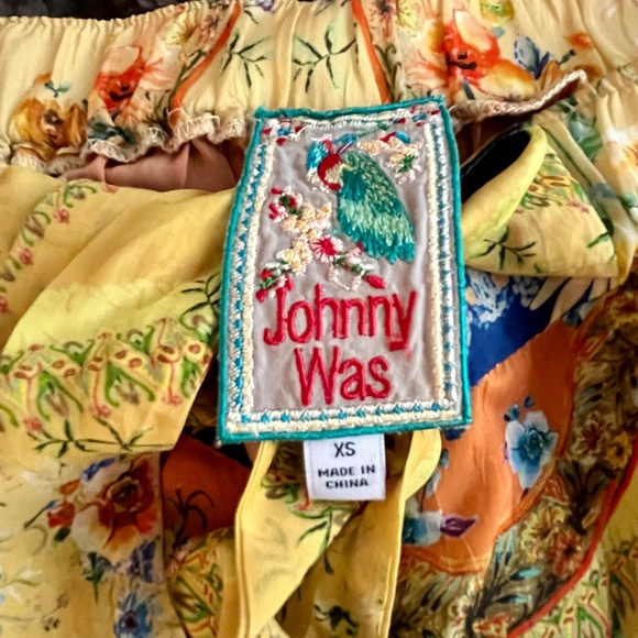 JOHNNY WAS Floral Print Scalloped Edge Tie Waist Pants - Picture 3 of 15